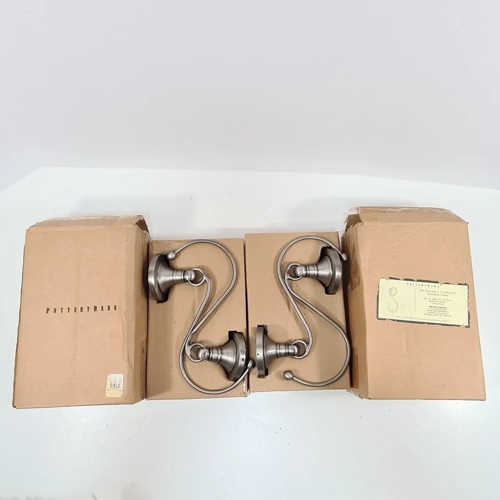 Pottery Barn Standard Holdbacks Pewter Finish Curtain Hooks 2 Sets Of 2